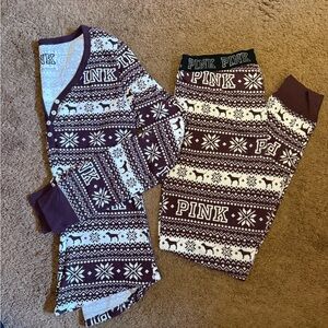 PINK Victoria's Secret Purple Patterned Pajama Set